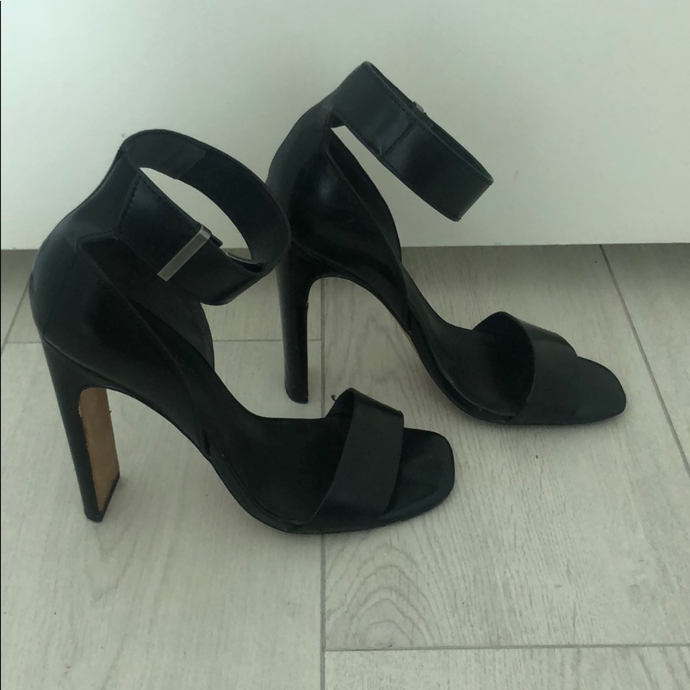 Ankle strap square toe high heel sandal